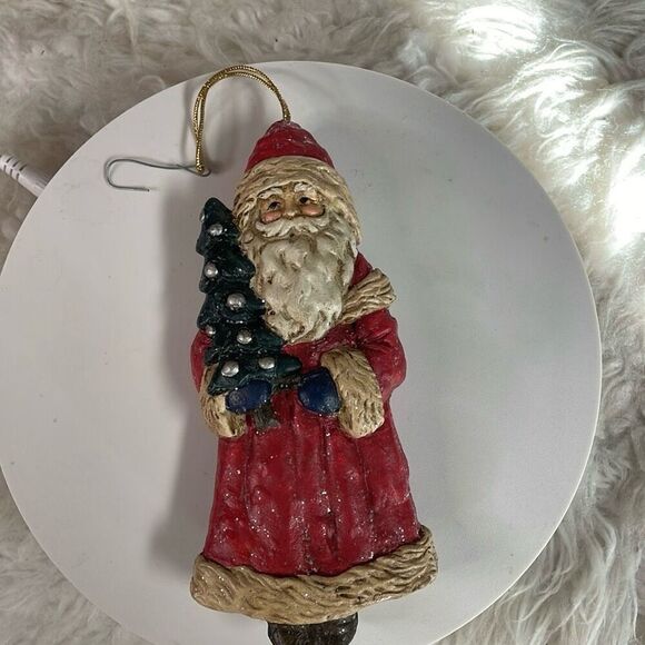 Vintage Santa Clause Christmas Holiday Ornament Handpainted Unbranded 6” Approx - Picture 4 of 5